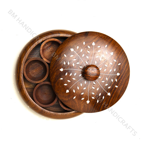 Wooden Round Masala box
