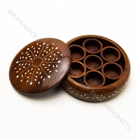 Wooden Round Masala box