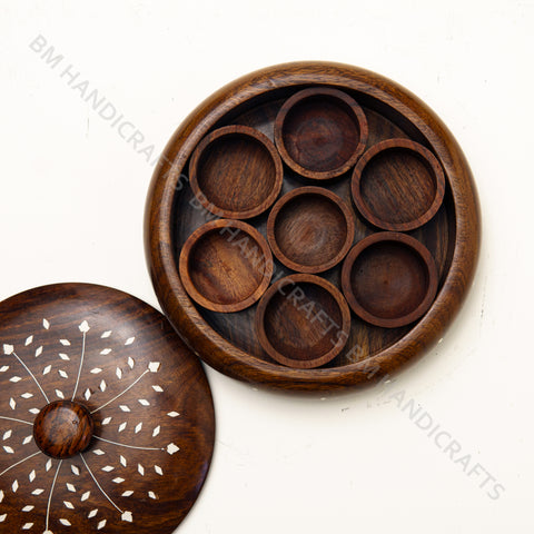 Wooden Round Masala box