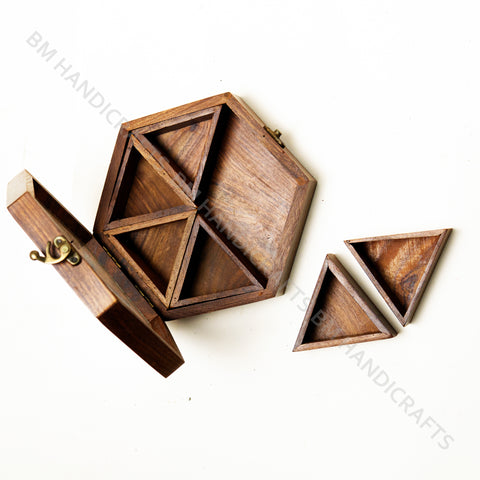 Wooden Hexagon Masala Box