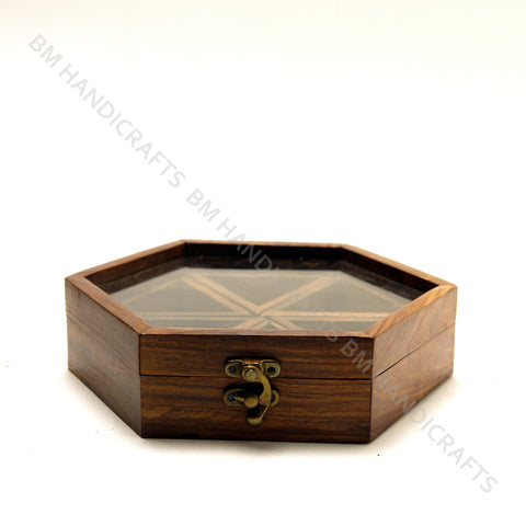 Wooden Hexagon Masala Box