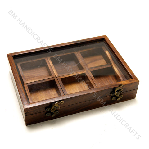 Wooden Square Masala Box