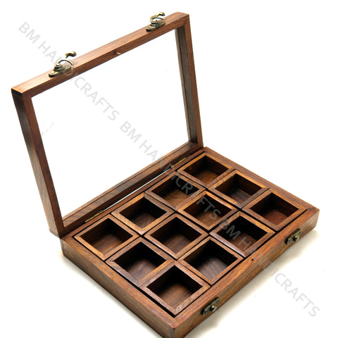 Wooden Square Masala Box