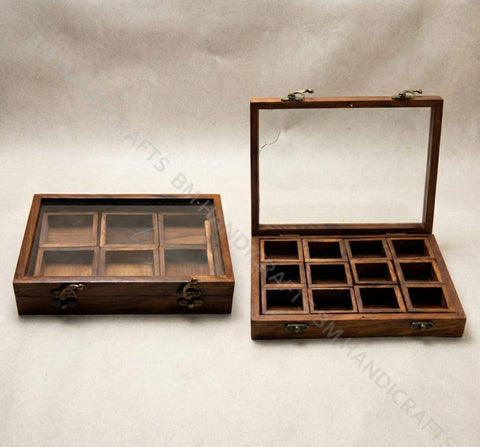 Wooden Square Masala Box
